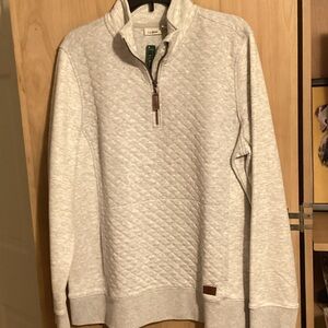 L.L. Bean Light Gray Quilted Zip-Up Sweater